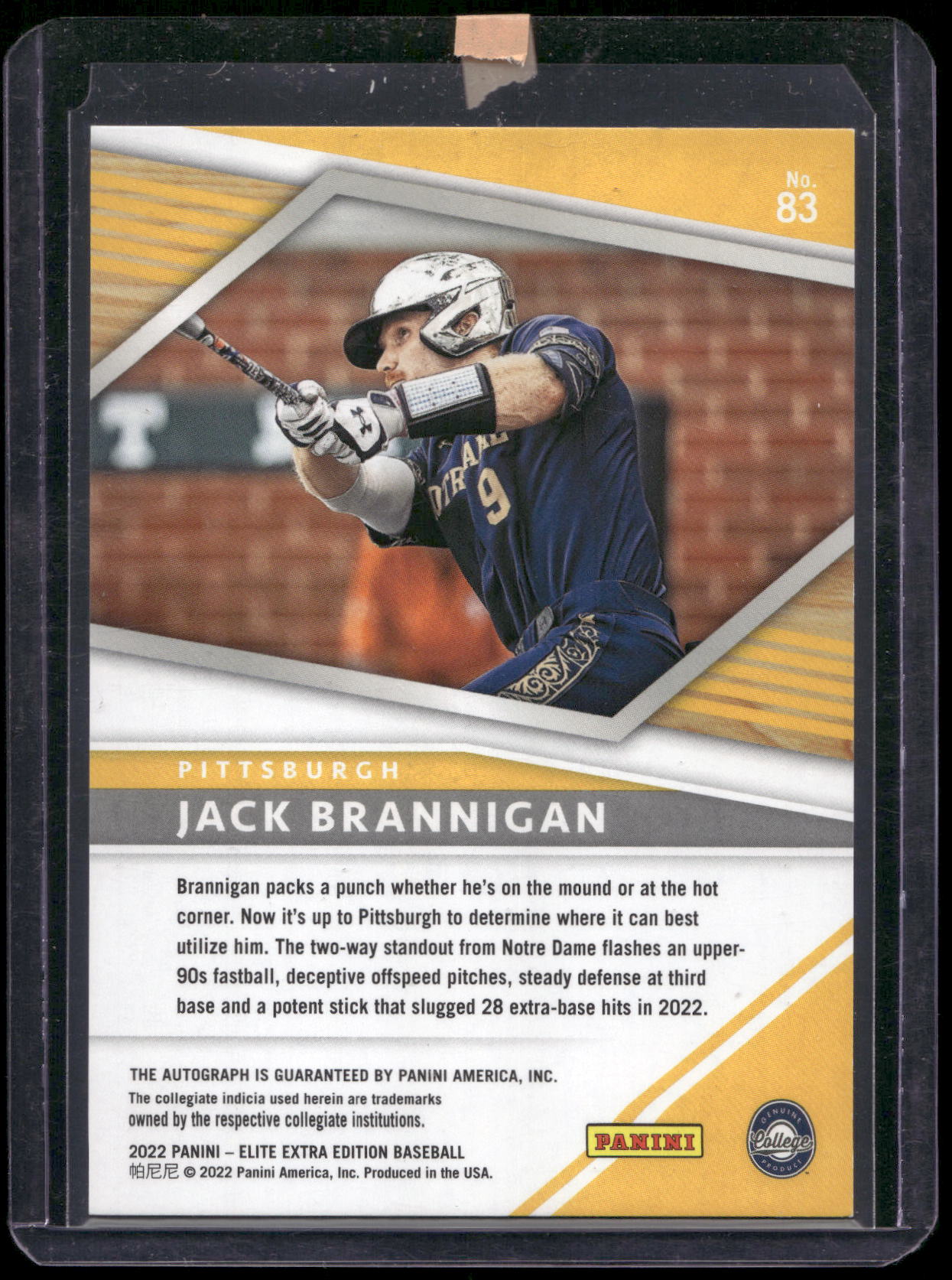 2022 Panini Elite Extra Edition #83 Jack Brannigan Signatures