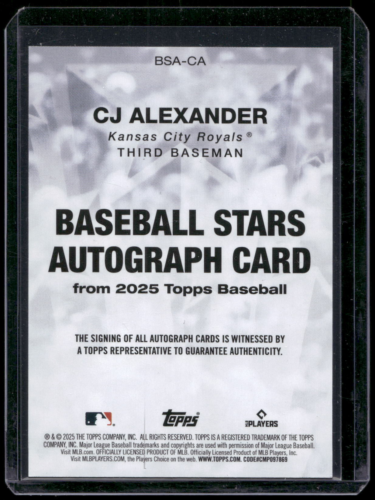 2025 Topps #BSA-CA CJ Alexander Baseball Stars Autographs (Series One)