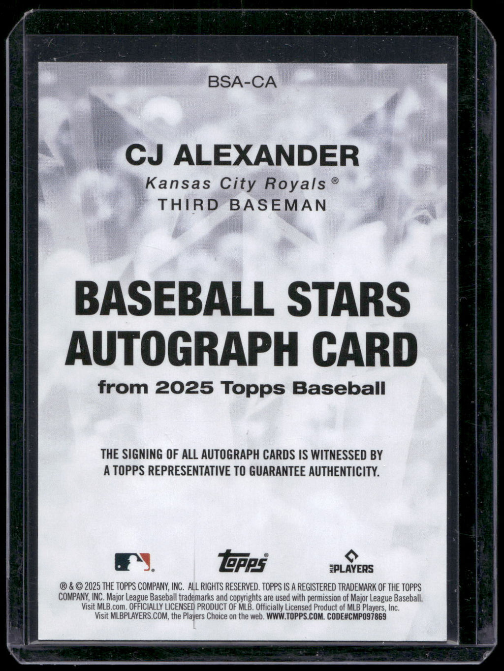 2025 Topps #BSA-CA CJ Alexander Baseball Stars Autographs (Series One)
