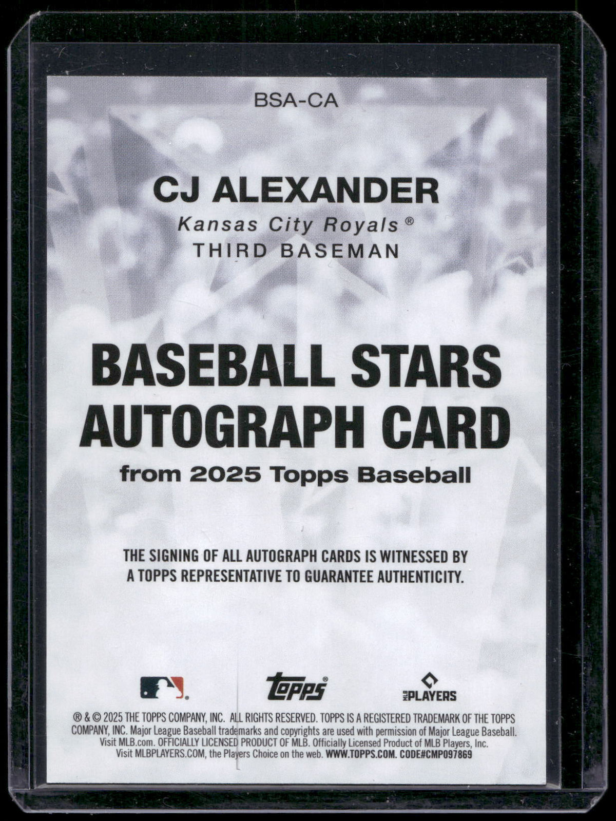 2025 Topps #BSA-CA CJ Alexander Baseball Stars Autographs (Series One)