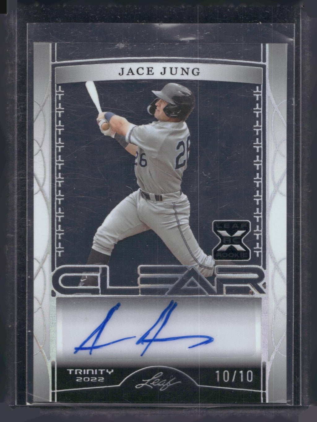 2022 Leaf Trinity #CA-JJ1 Jace Jung Clear Autographs Foil Silver Spectrum