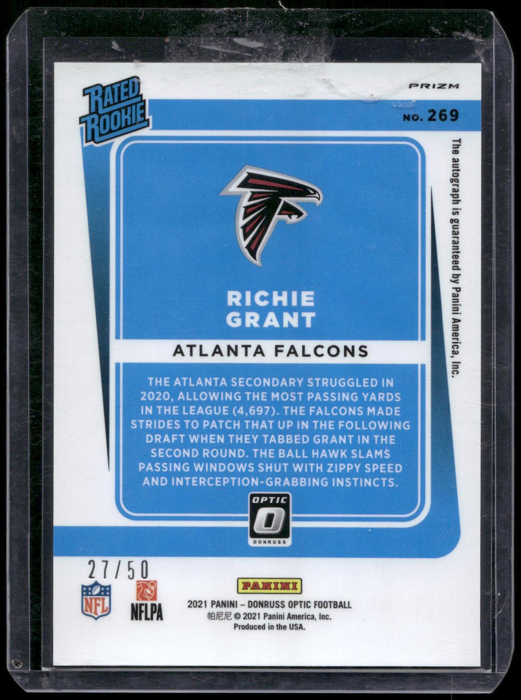 2021 Donruss Optic #269 Richie Grant Rated Rookies Autographs Holo #/50