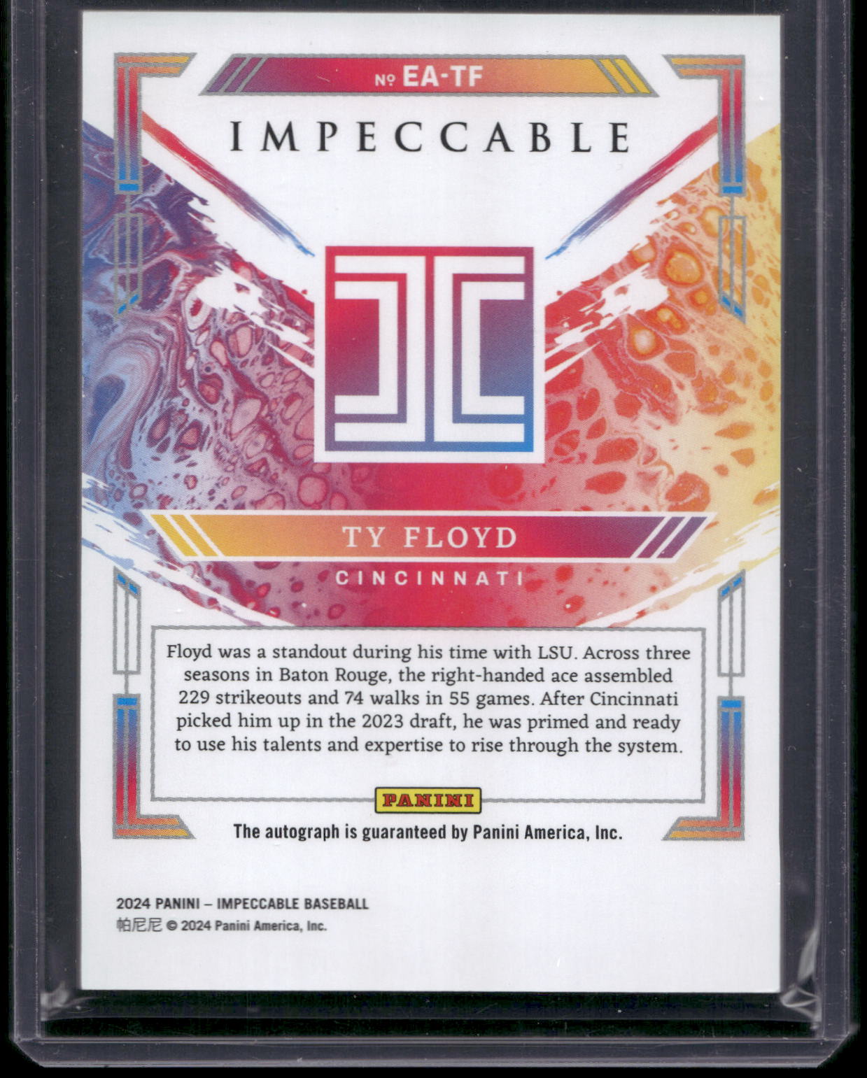 2024 Panini Impeccable #EA-TF Ty Floyd Extravagance Autographs #/99
