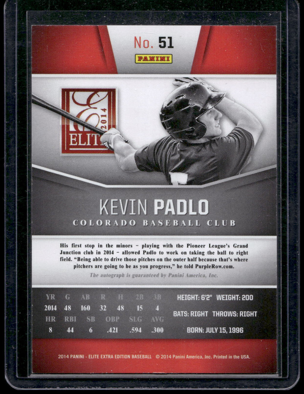 2014 Elite Extra Edition Kevin Padlo Franchise Futures Auto /699 RC #51
