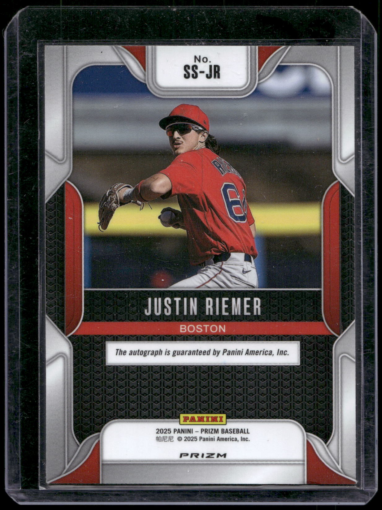 2025 Panini Prizm #SS-JR Justin Riemer Sensational Signatures Green Prizms