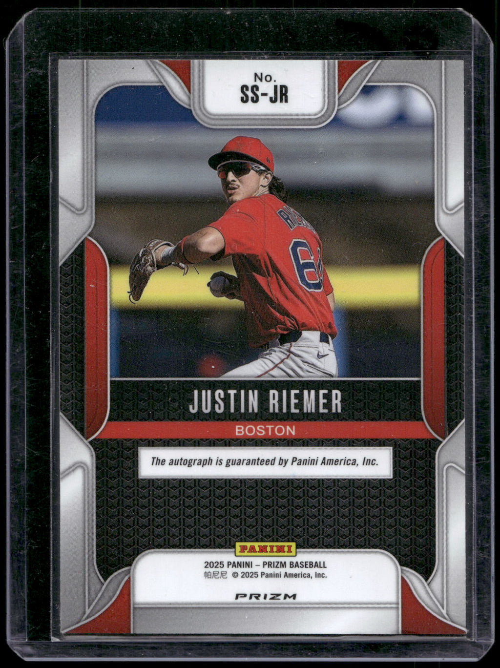 2025 Panini Prizm #SS-JR Justin Riemer Sensational Signatures Green Prizms