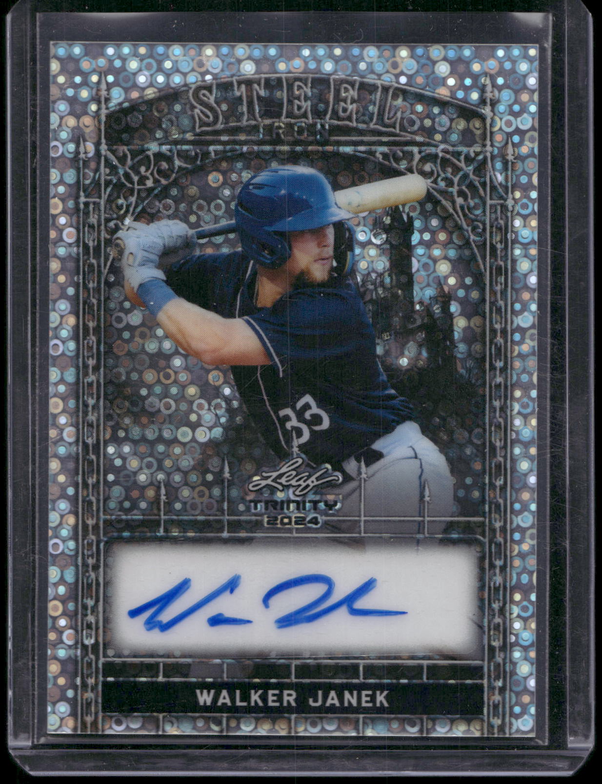 2024 Leaf Trinity #S-WJ1 Walker Janek Steel Iron Donut Circles Silver #/6