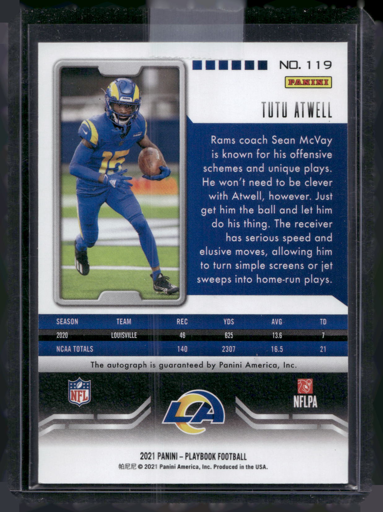 2021 Panini Playbook #119 Tutu Atwell - Signature / Auto SN99