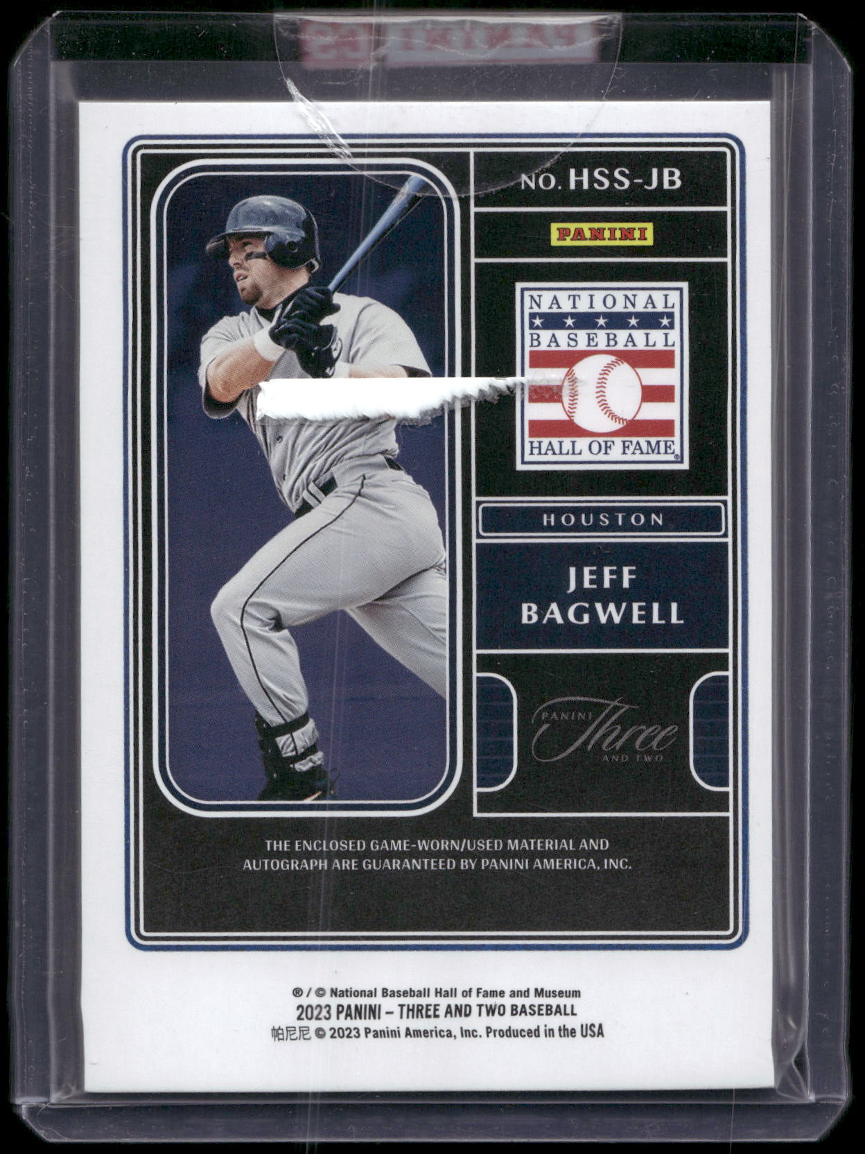 2023 Panini Three and Two #HSS-JB Jeff Bagwell Hall of Fame Signature Swatches