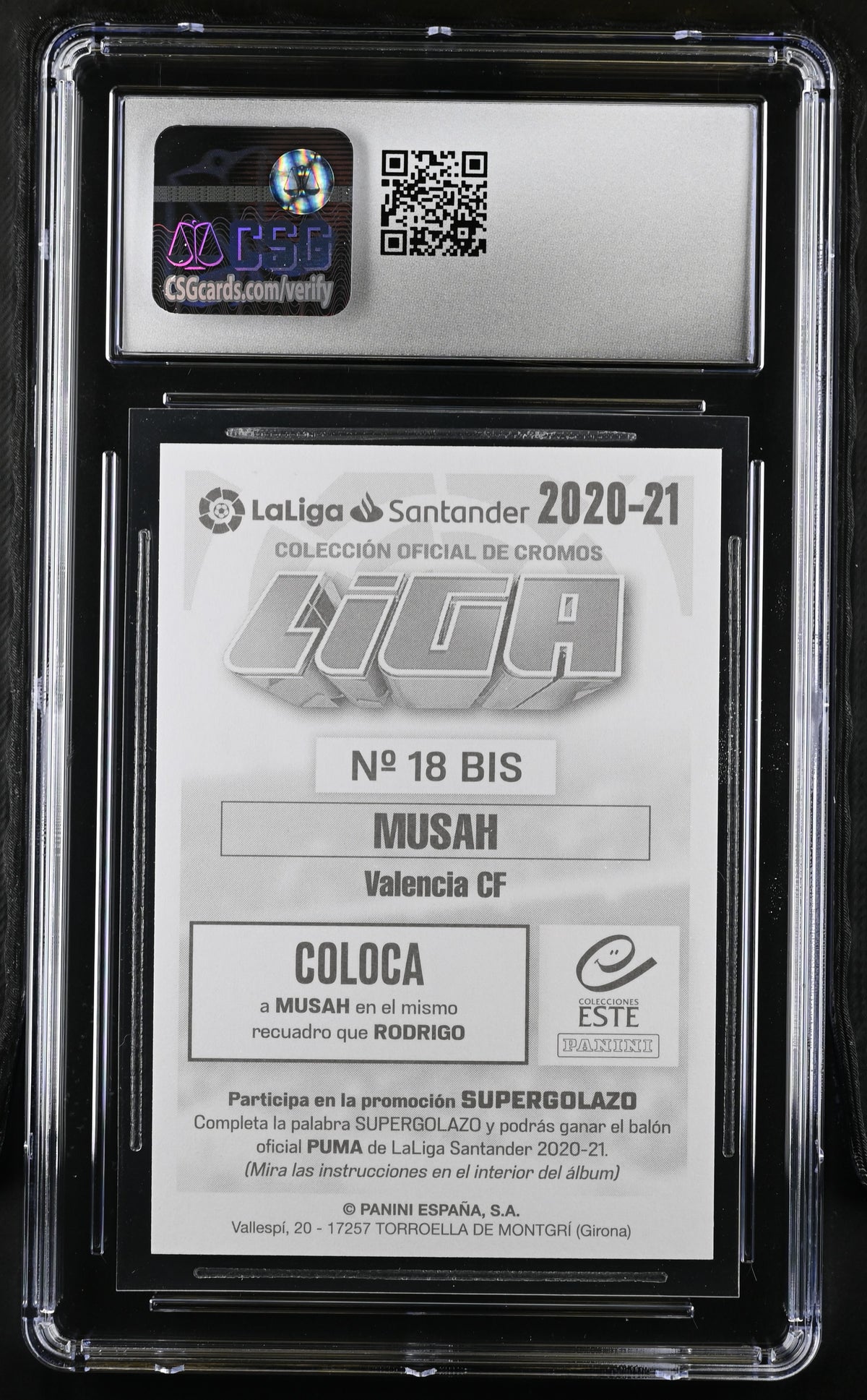 2020-21 Panini Colecciones Este La Liga #18BIS Yunus Musah Cloca CGC 9.5