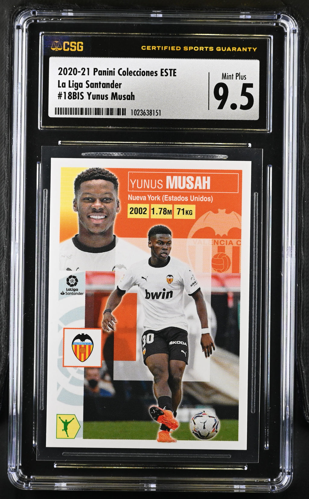 2020-21 Panini Colecciones Este La Liga #18BIS Yunus Musah Cloca CGC 9.5