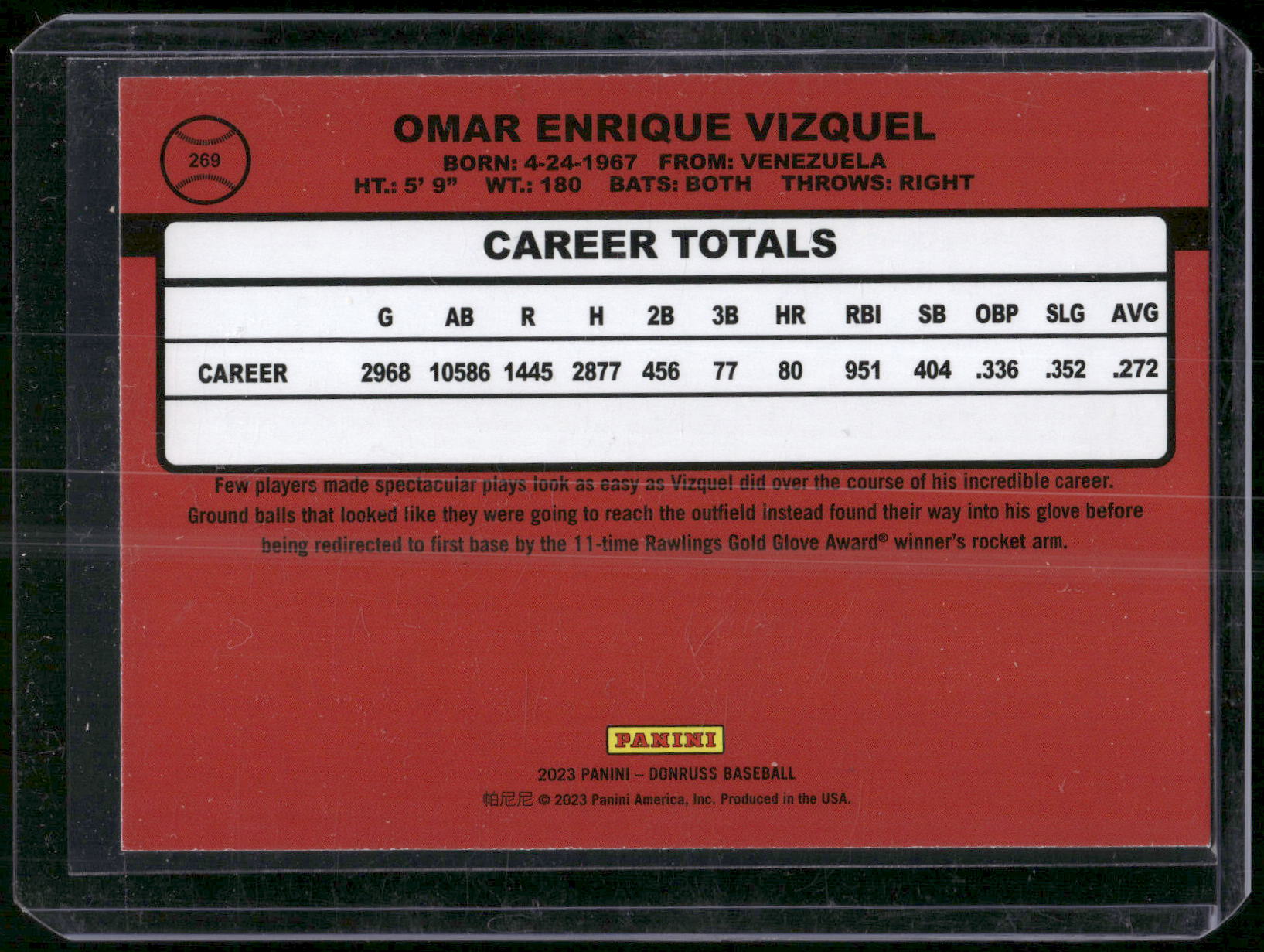 2023 Donruss #269 Omar Vizquel Holo Blue