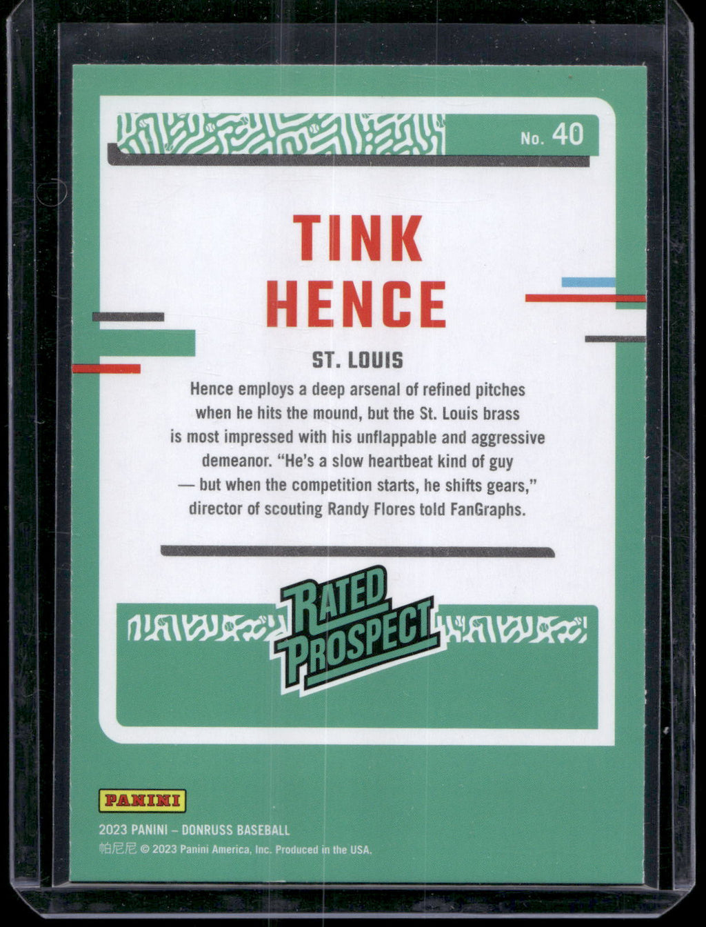 2023 Donruss #40 Tink Hence Holo Blue