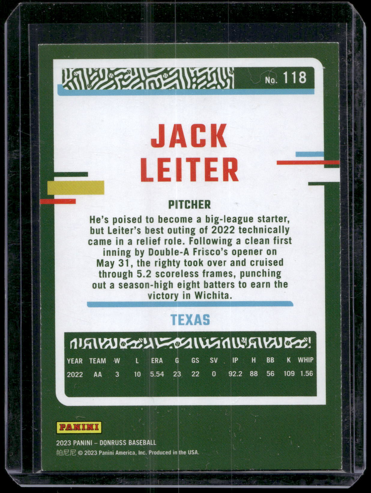 2023 Donruss #118 Jack Leiter Holo Blue