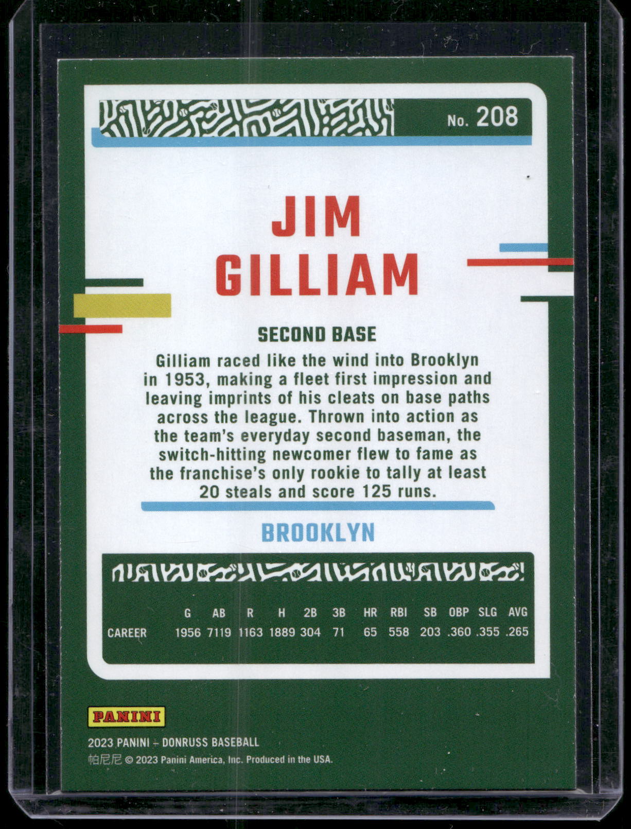 2023 Donruss #208 Jim Gilliam Holo Blue