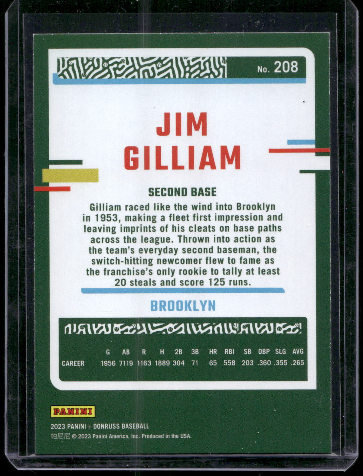 2023 Donruss #208 Jim Gilliam Holo Blue