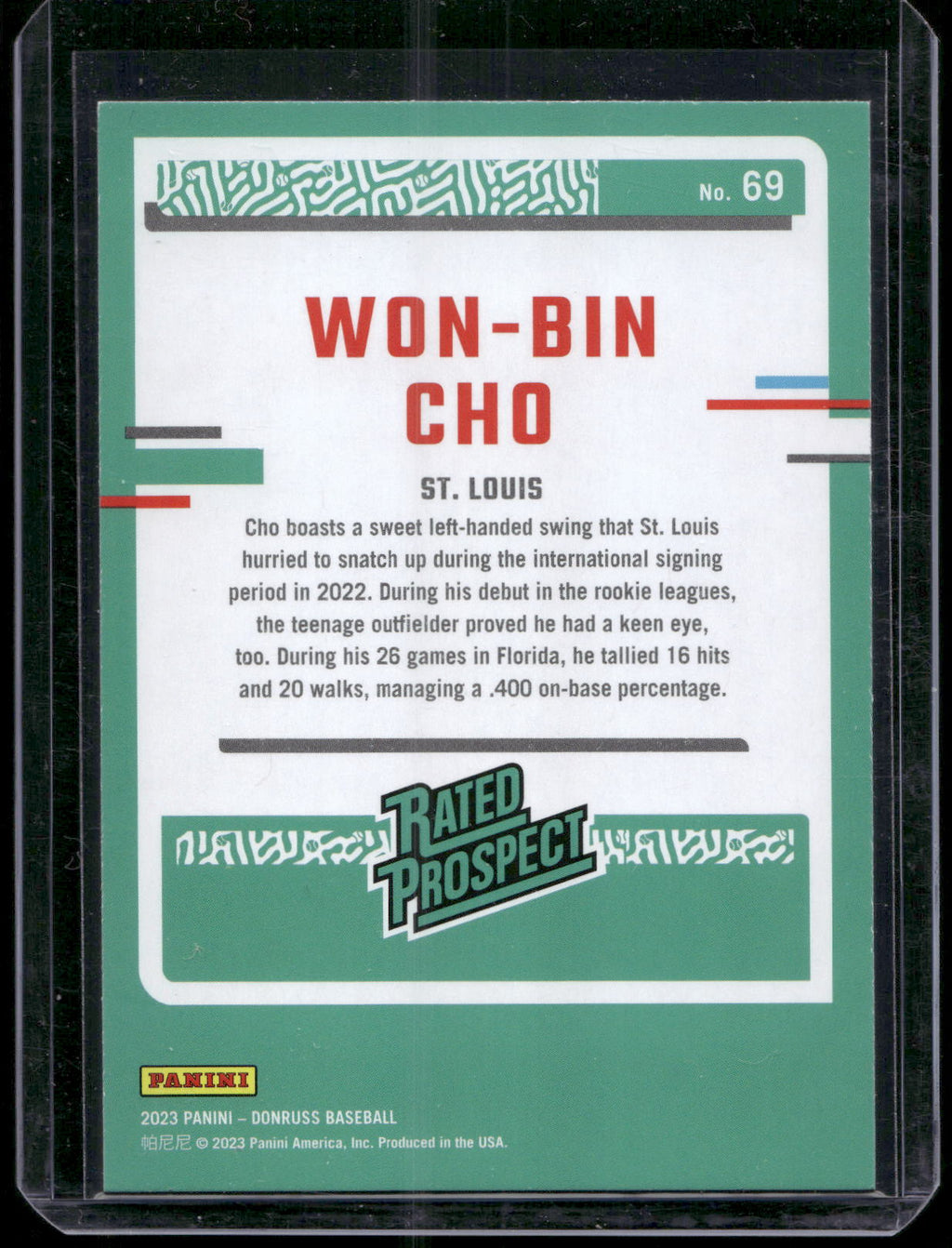 2023 Donruss #69 Won-Bin Cho Holo Blue