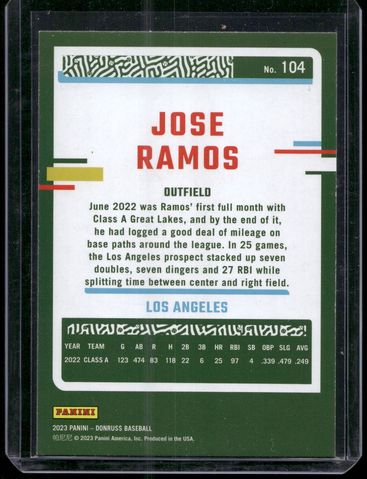 2023 Donruss #104 Jose Ramos Holo Blue
