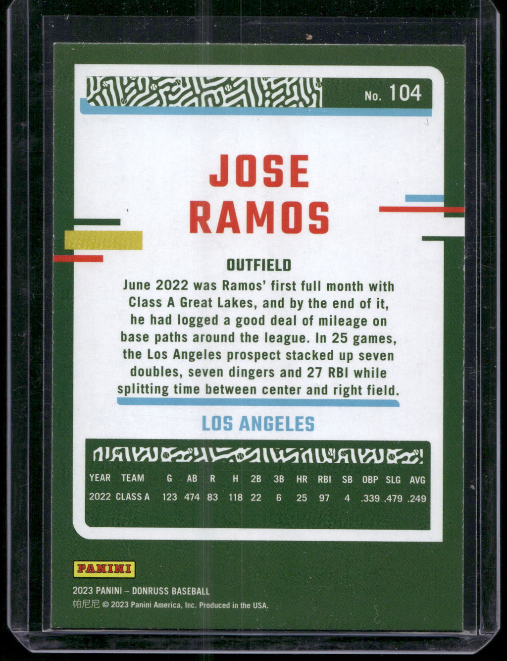 2023 Donruss #104 Jose Ramos Holo Blue