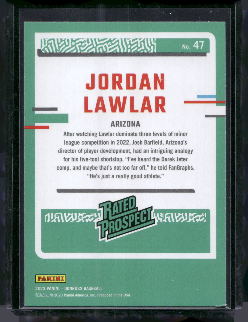 2023 Donruss #47 Jordan Lawlar Holo Blue