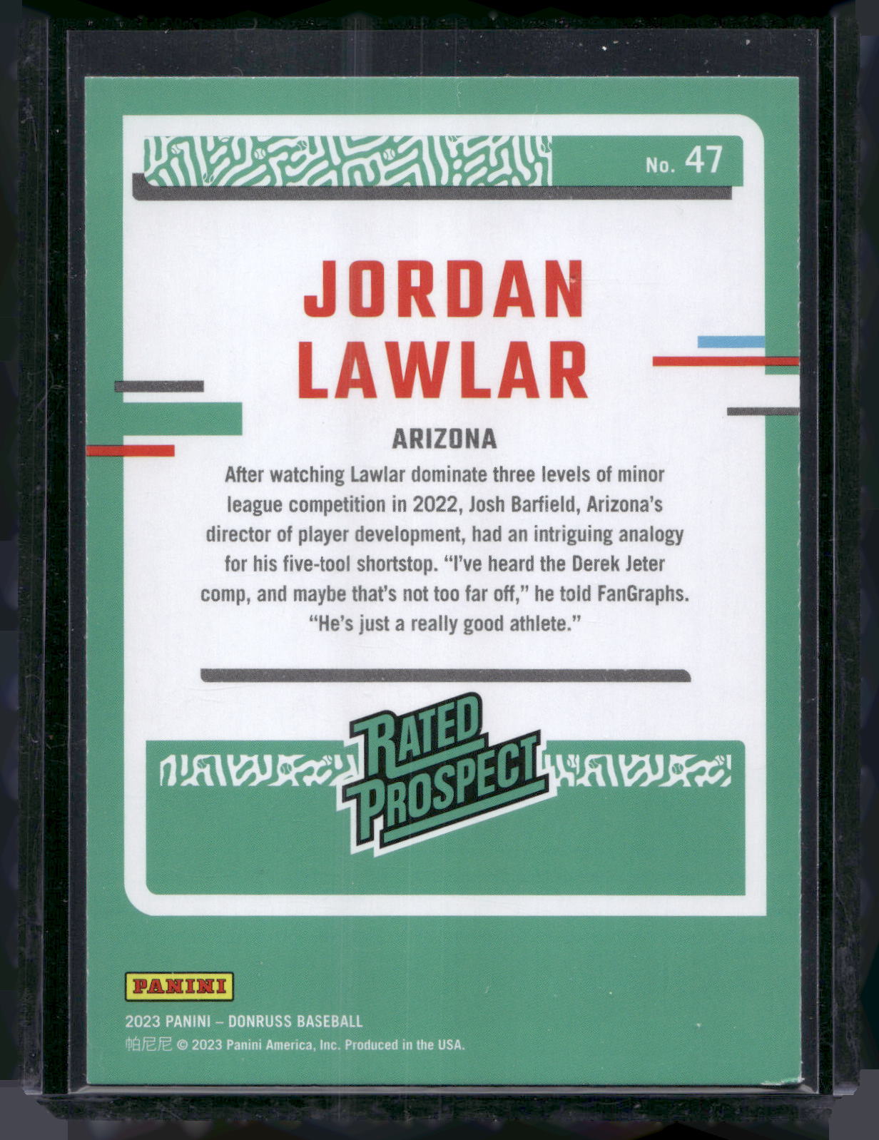 2023 Donruss #47 Jordan Lawlar Holo Blue