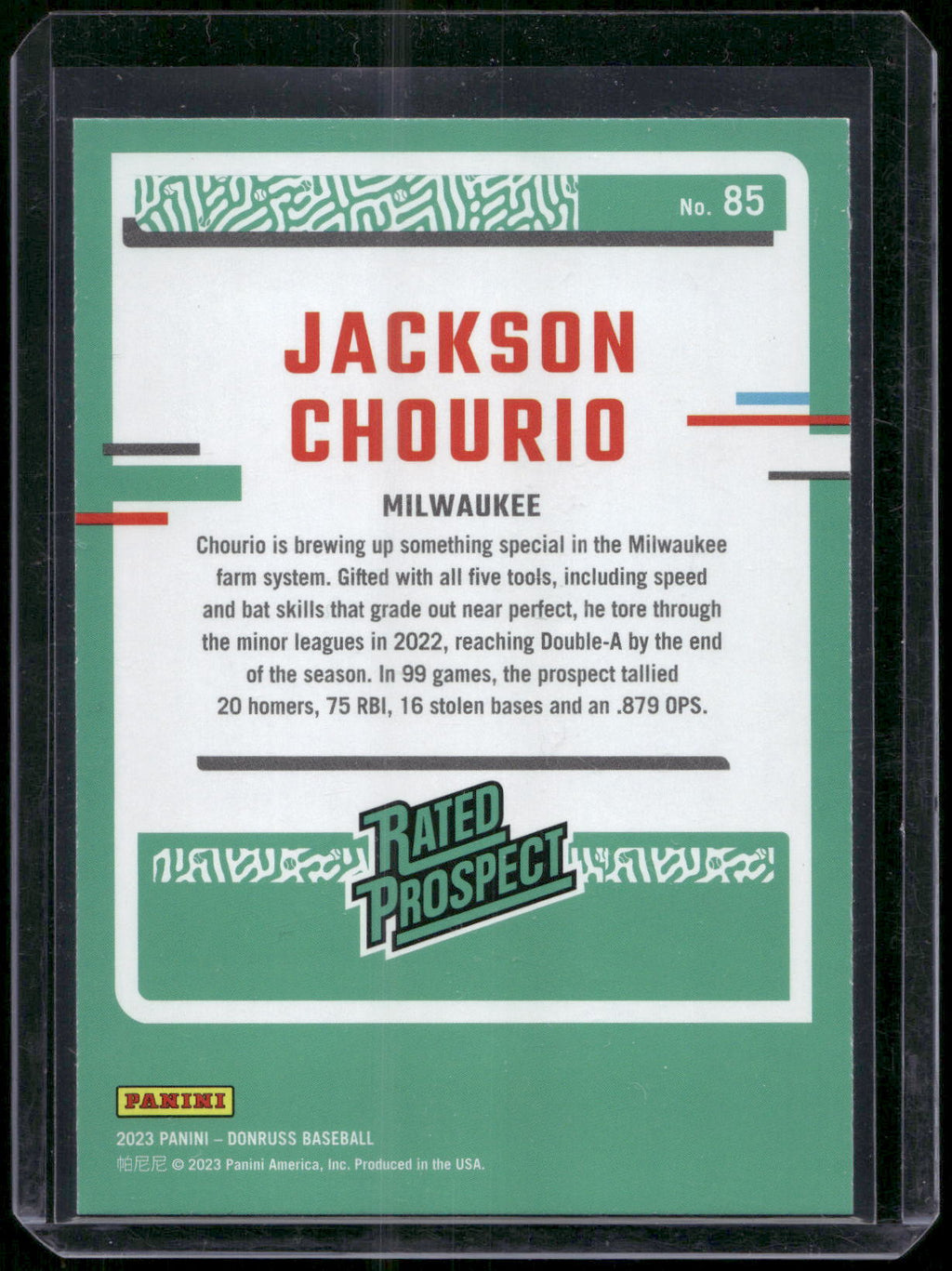 2023 Donruss #85 Jackson Chourio Holo Blue