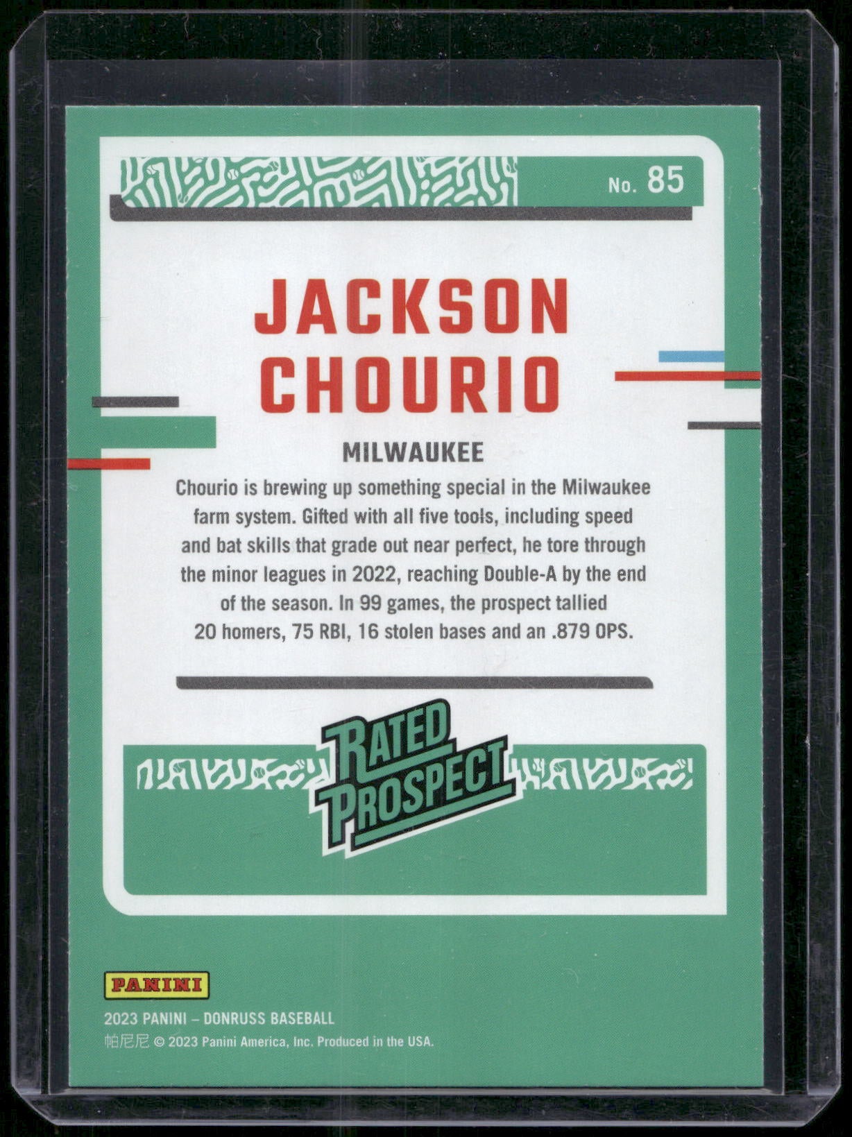 2023 Donruss #85 Jackson Chourio Holo Blue