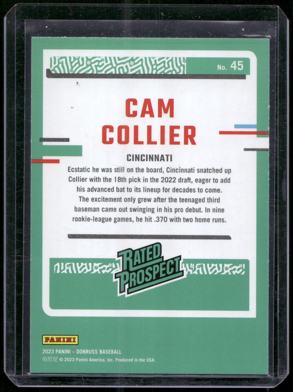 2023 Donruss #45 Cam Collier Holo Blue