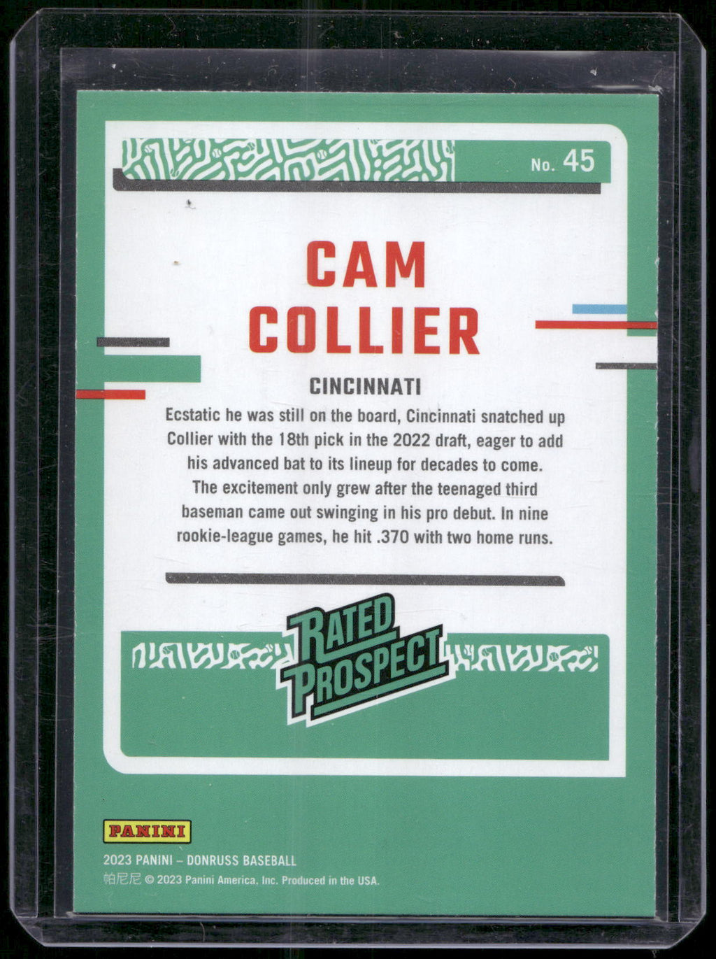 2023 Donruss #45 Cam Collier Holo Blue