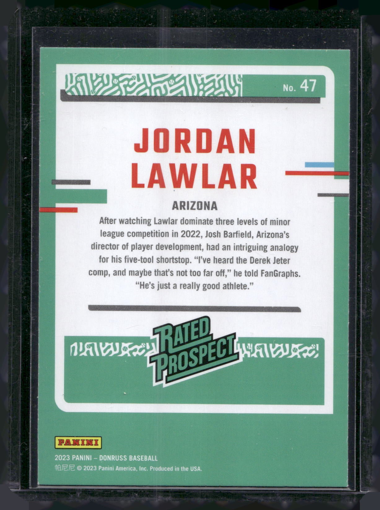 2023 Donruss #47 Jordan Lawlar Holo Blue