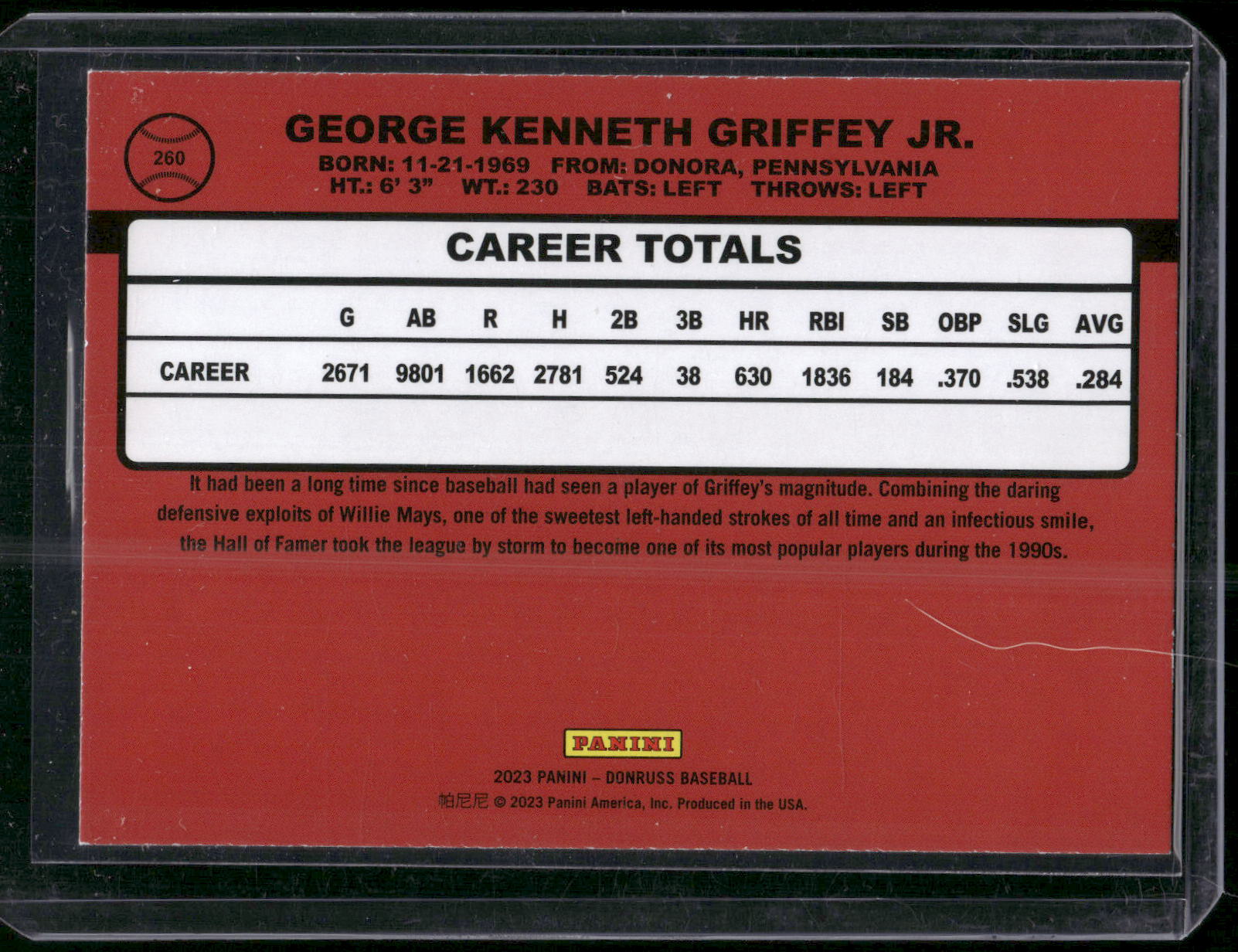2023 Donruss #260 Ken Griffey Jr. Holo Blue