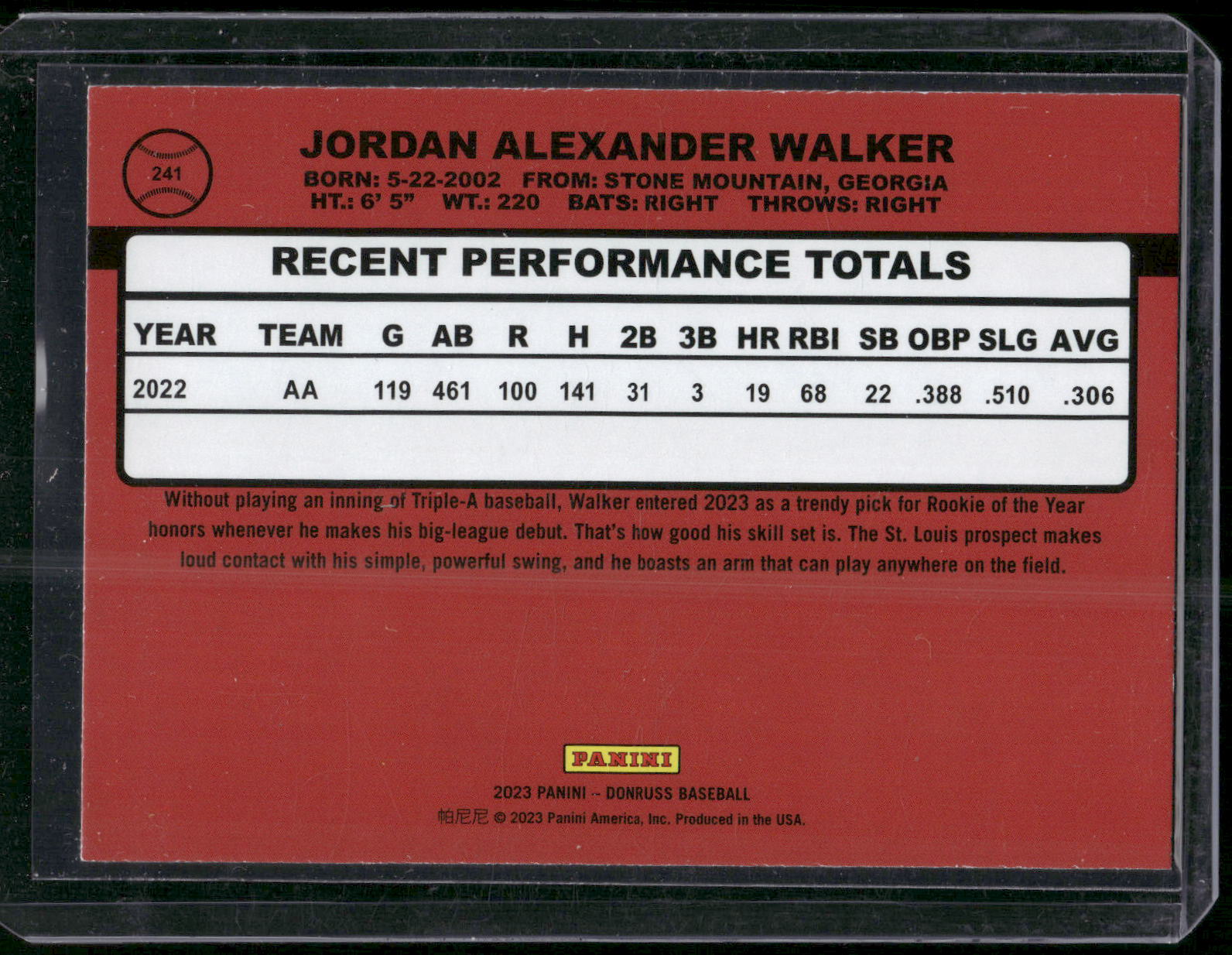 2023 Donruss #241b Jordan Walker Holo Blue