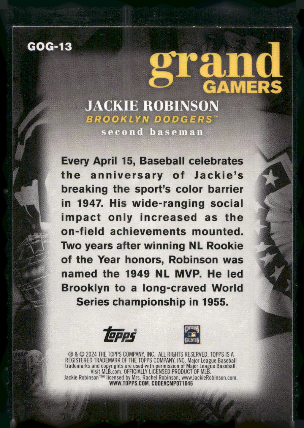 2024 Topps #GOG-13 Jackie Robinson Grand Gamers