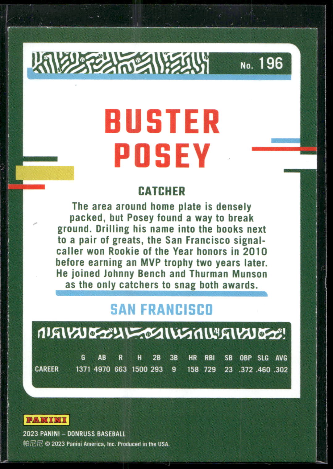 2023 Donruss #196 Buster Posey Holo Blue