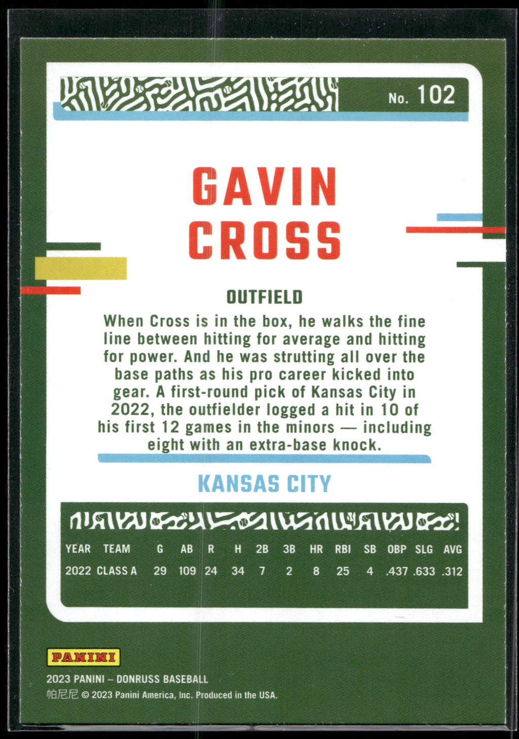2023 Donruss #102 Gavin Cross Holo Blue