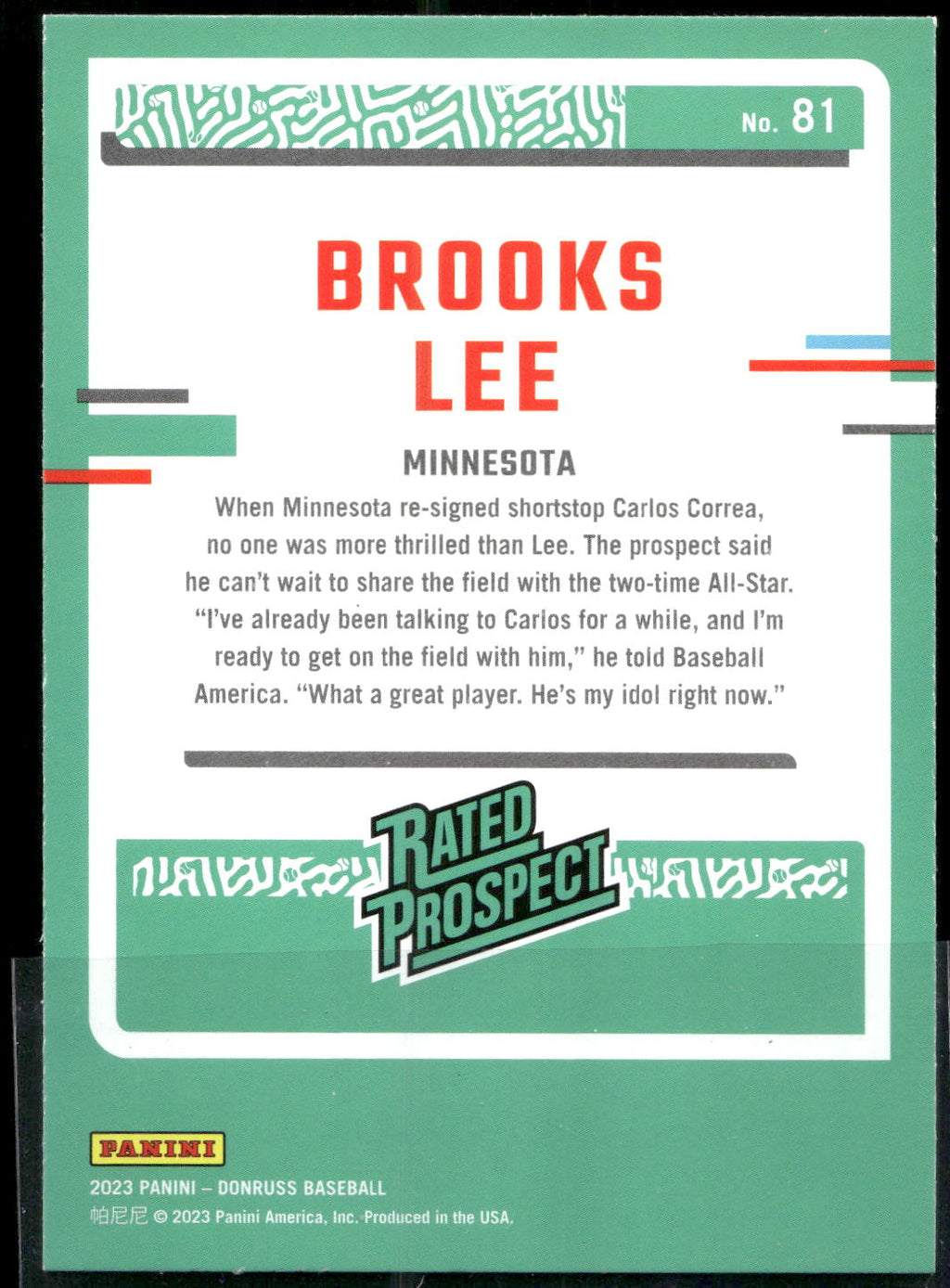 2023 Donruss #81 Brooks Lee Holo Blue