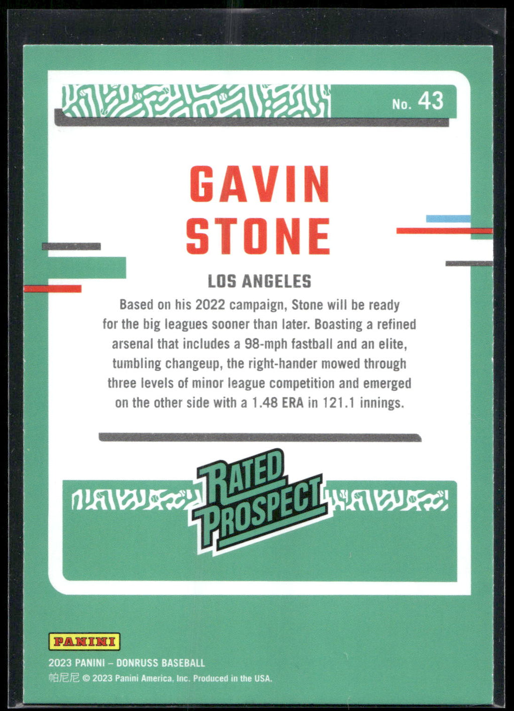 2023 Donruss #43 Gavin Stone Holo Blue