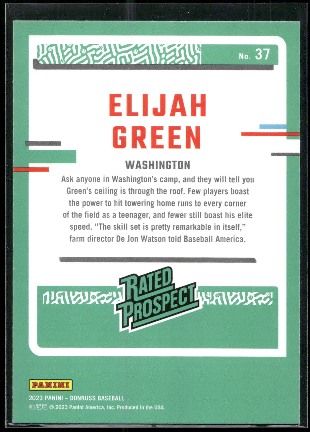 2023 Donruss #37 Elijah Green Holo Blue