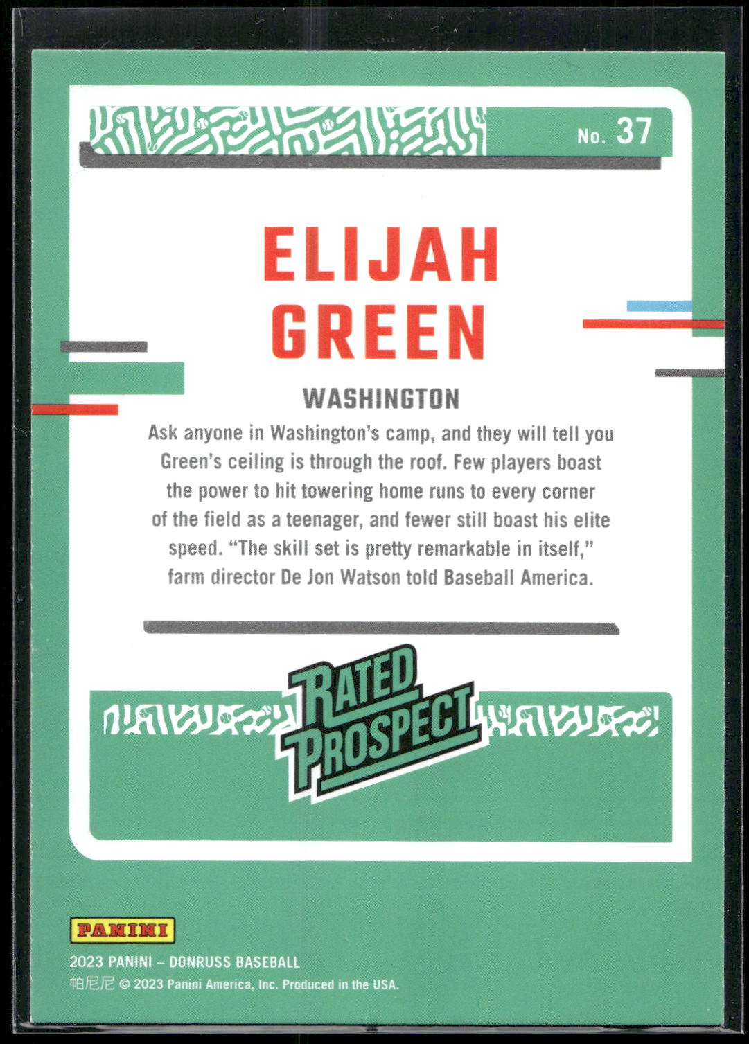 2023 Donruss #37 Elijah Green Holo Blue