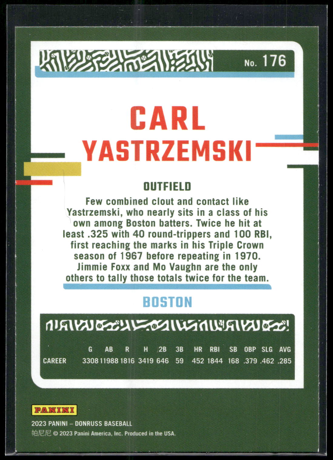 2023 Donruss #176 Carl Yastrzemski Holo Blue