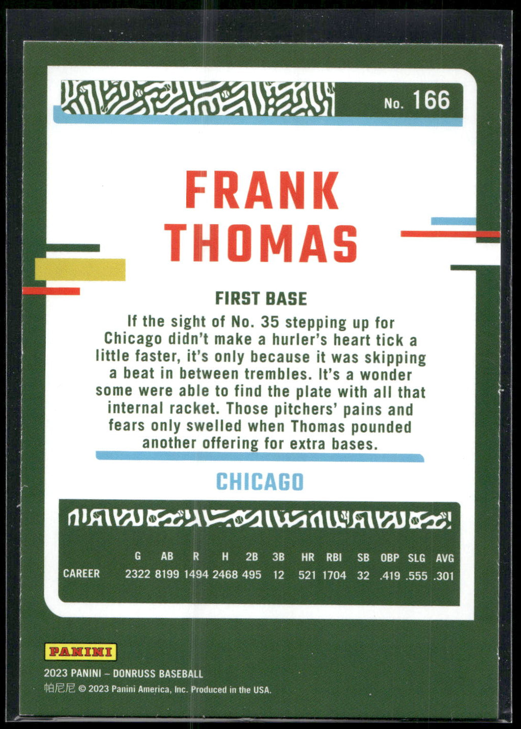 2023 Donruss #166 Frank Thomas Holo Blue