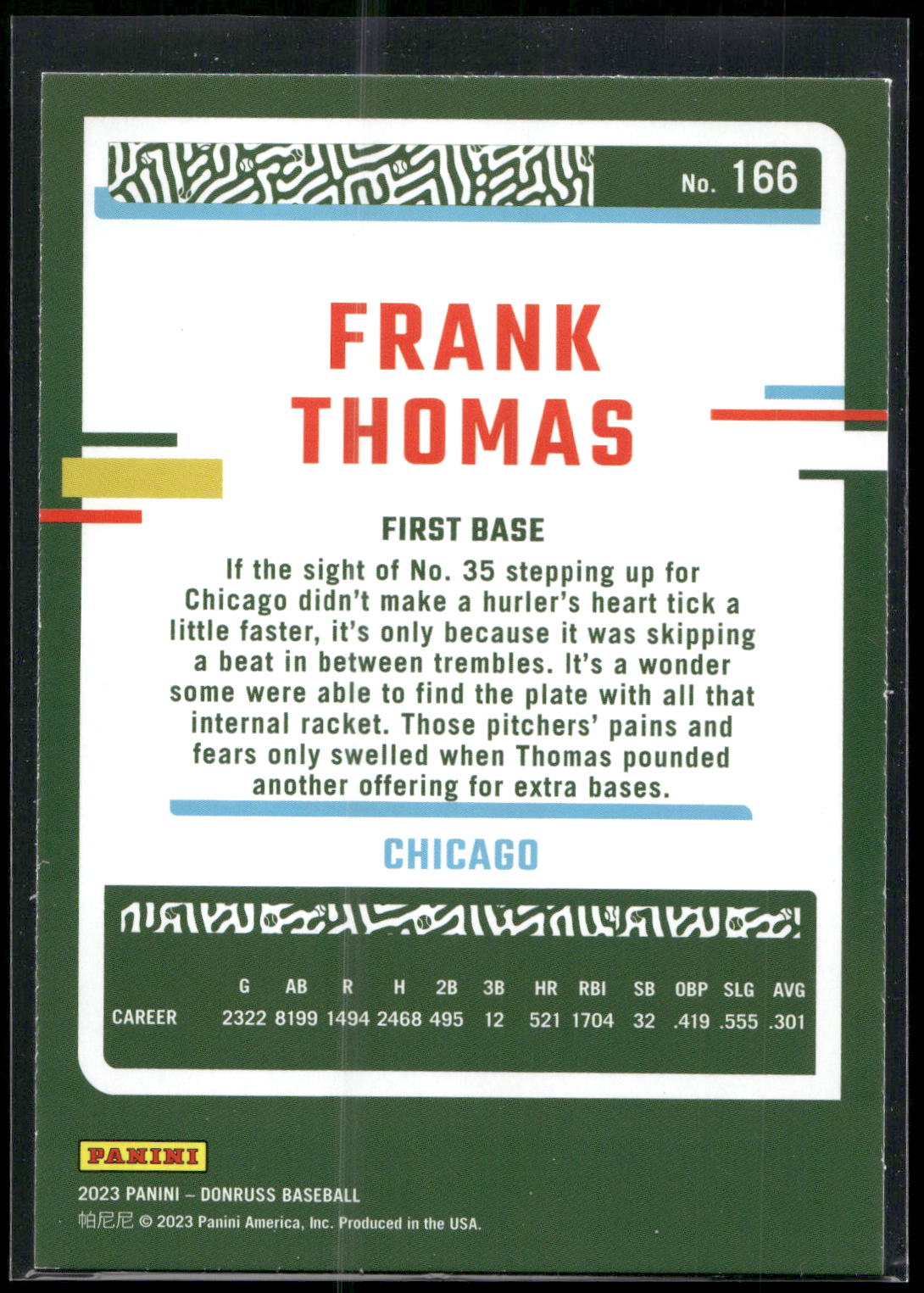 2023 Donruss #166 Frank Thomas Holo Blue