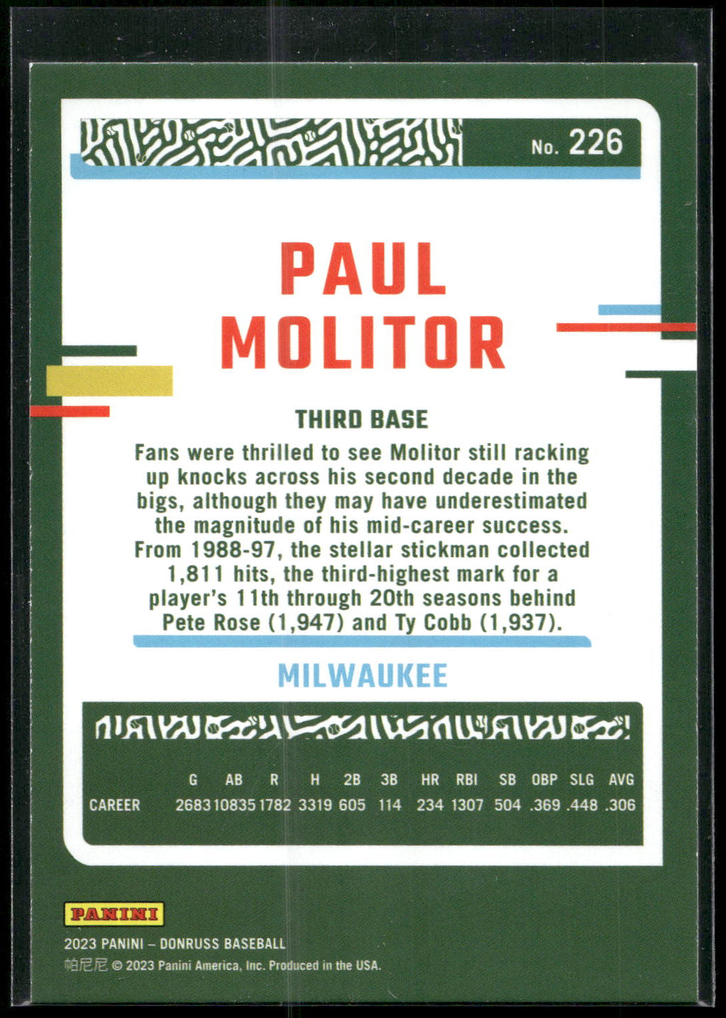 2023 Donruss #226 Paul Molitor Holo Blue
