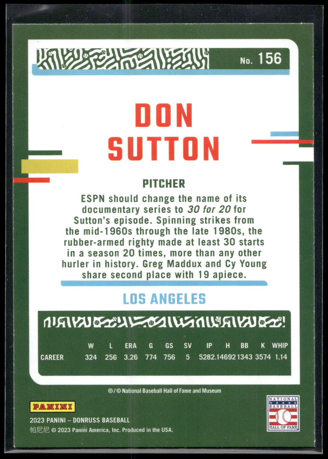 2023 Donruss #156 Don Sutton Holo Blue
