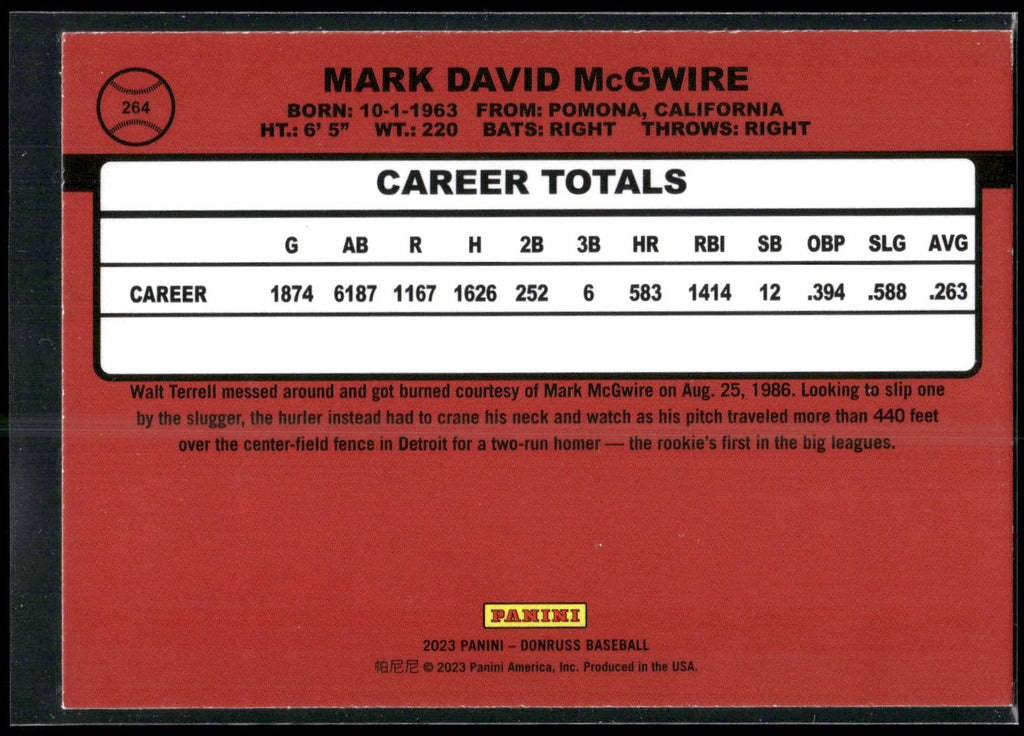 2023 Donruss #264 Mark McGwire Holo Blue