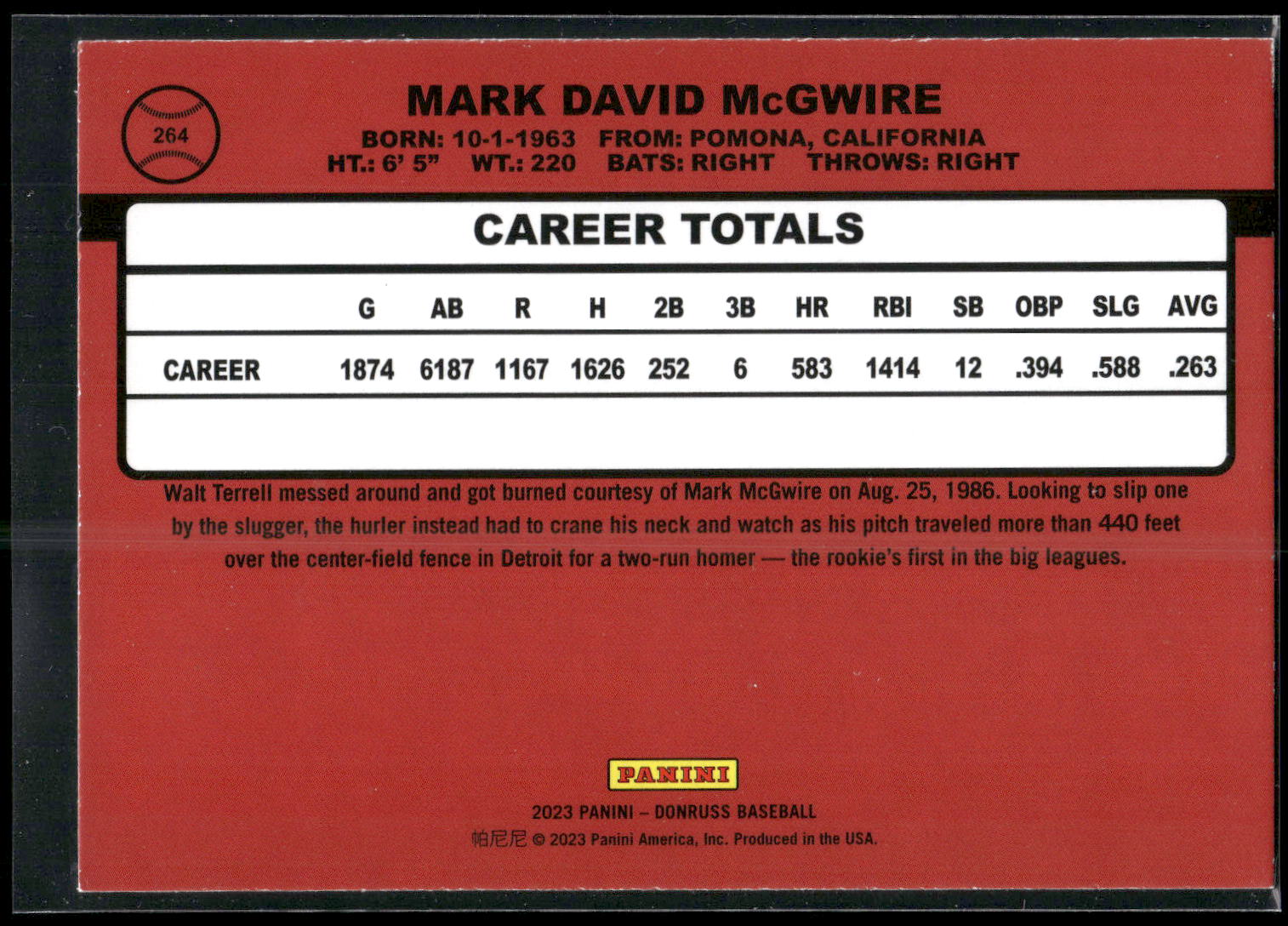 2023 Donruss #264 Mark McGwire Holo Blue
