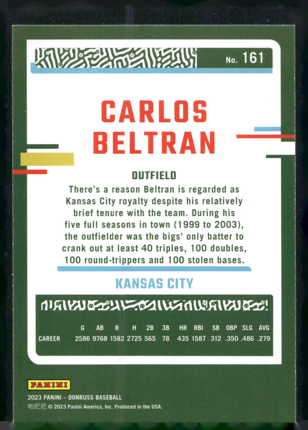 2023 Donruss #161 Carlos Beltran Holo Blue