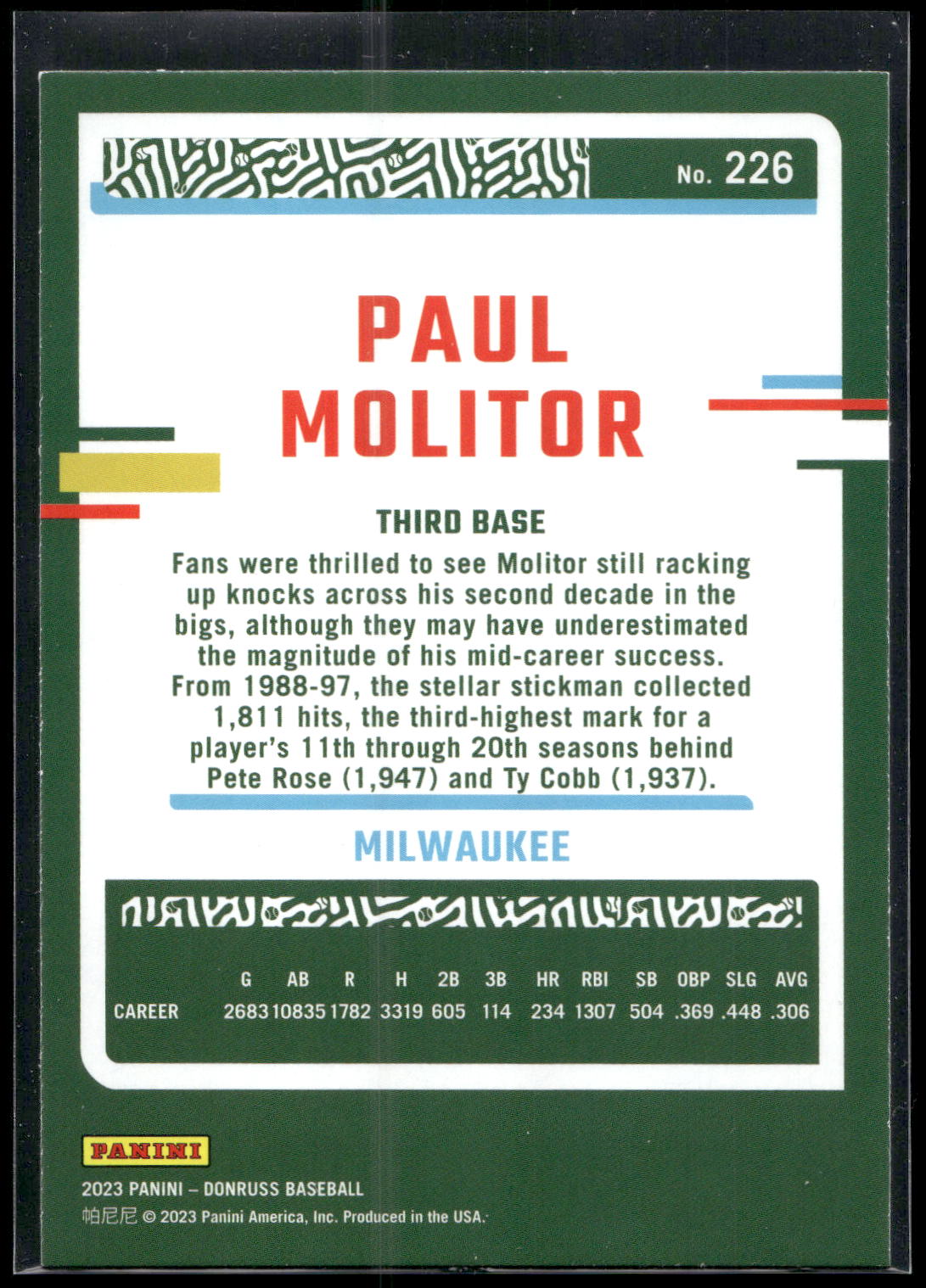 2023 Donruss #226 Paul Molitor Holo Blue