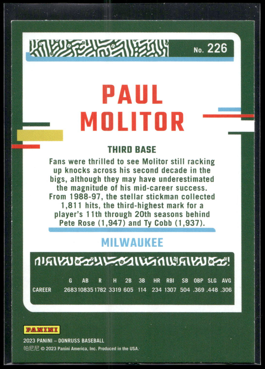 2023 Donruss #226 Paul Molitor Holo Blue