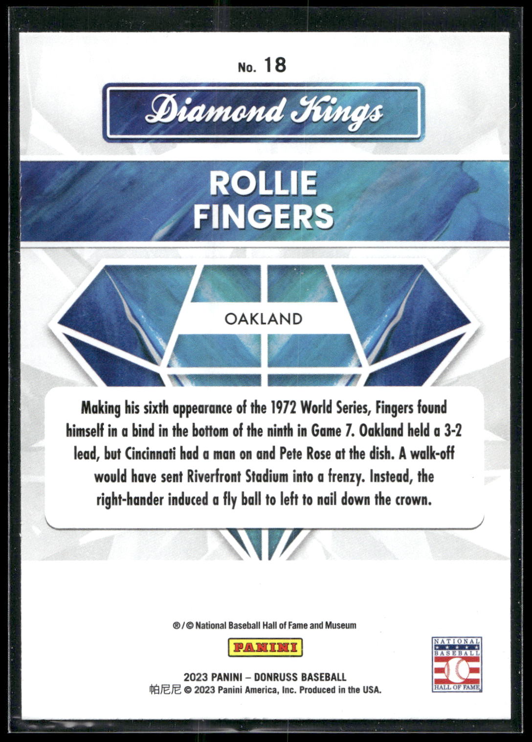 2023 Donruss #18 Rollie Fingers Holo Blue